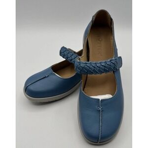 Hotter Mary Jane Shoes Womens 4.5 UK 6.5 US Blue Leather Flat Comfort Shake